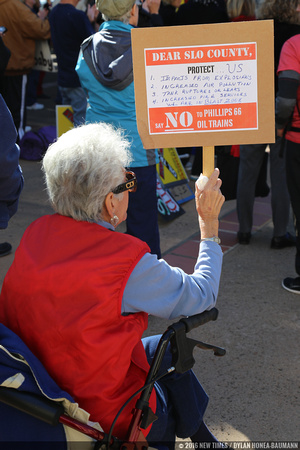 Many older citizens came out to the rally to show their support for stopping oil trains.
