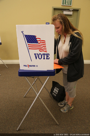 Sherry Van Valken-Burgh fills out her ballot.