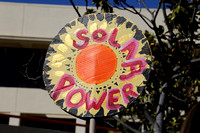 Some protesters pointed to solar power as an alternative to oil.